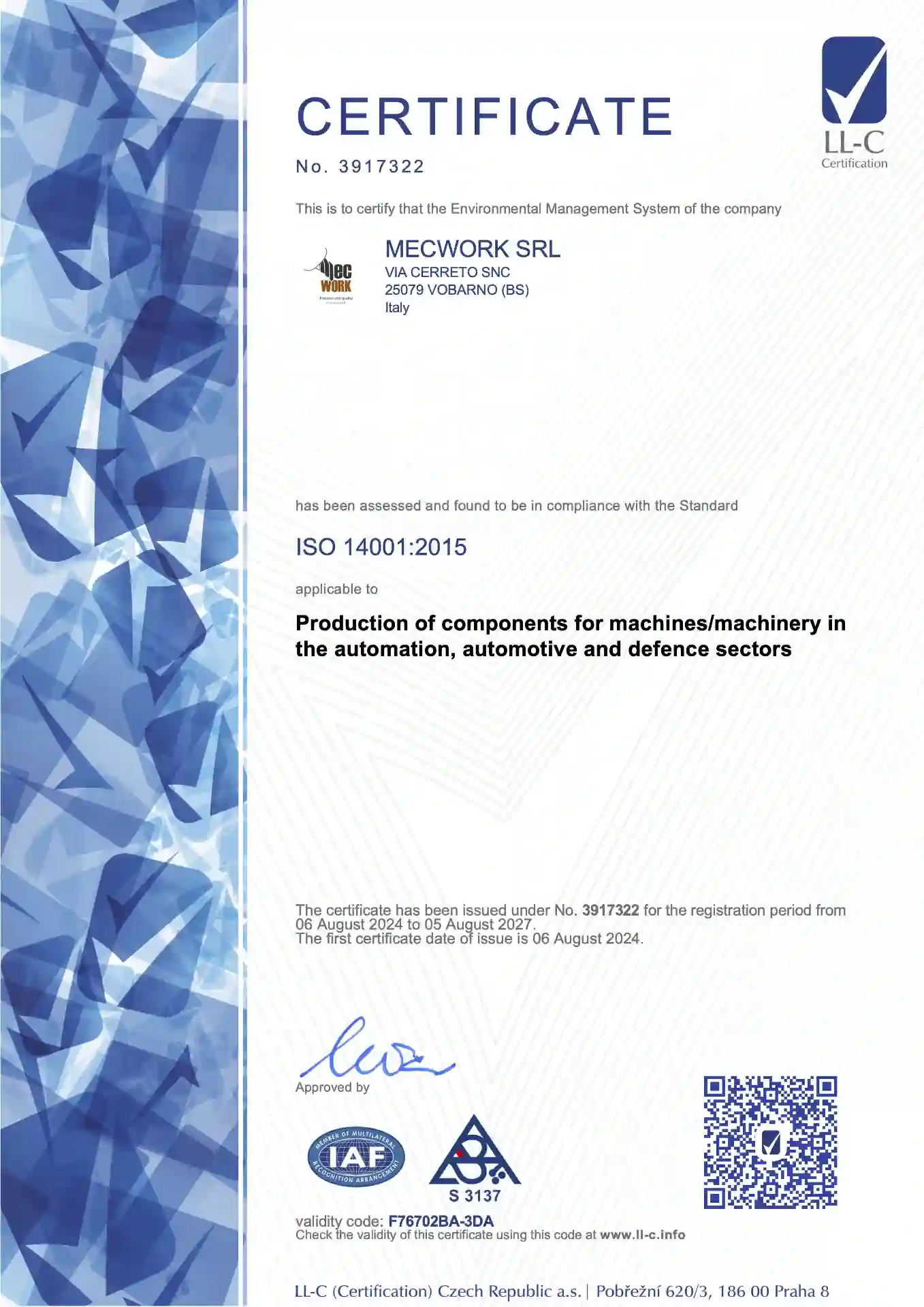 Certificato LLC 14001